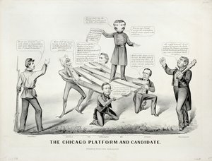 La plataforma y el candidato de Chicago, 1864 de N. and Ives, J.M. Currier